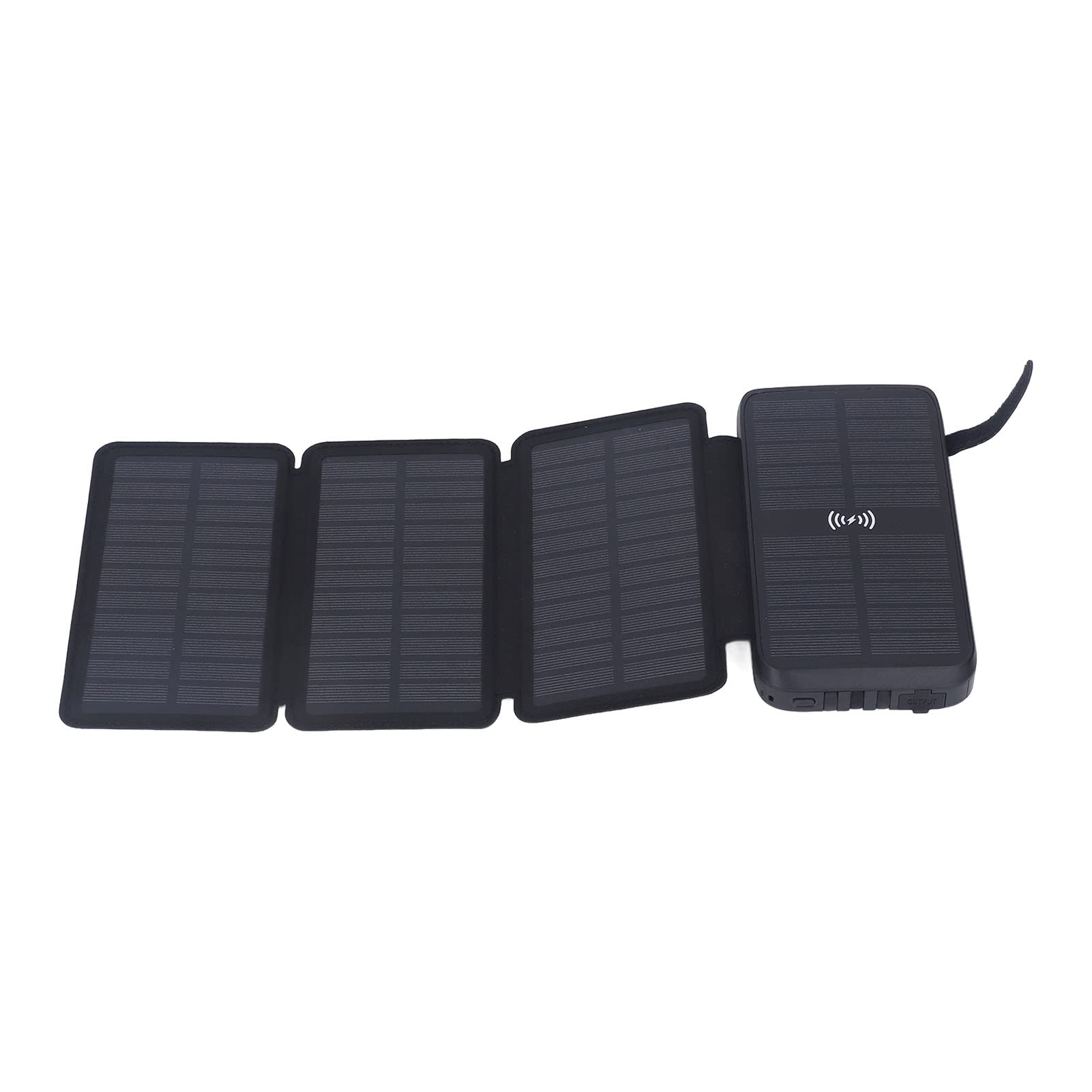 Solar Power Bank Impermeabile 20000mAh Caricatore a pannello solare a ricarica rapida con ricarica wireless e lampada LED per campeggio all'aperto Escursionismo Viaggi ABS Nero
