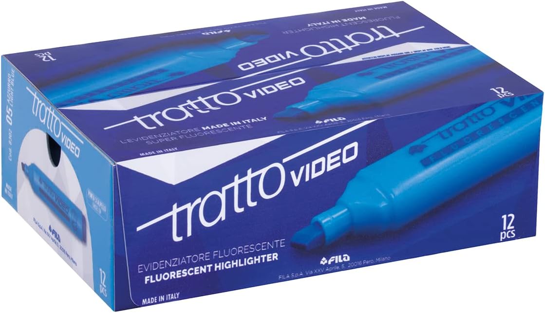 Tratto 830205 Video Highlighter, 1-5 mm, Pack of 12, Blue