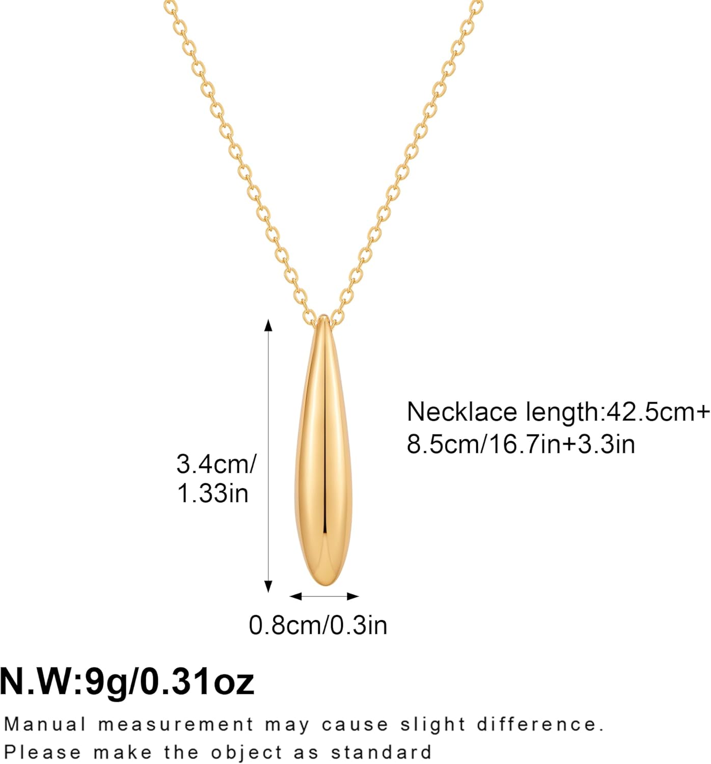 FAMARINE Gold Silver Pendant Necklace Women Dainty Cute Jewelry Long Tear Simple Necklaces - Image 5