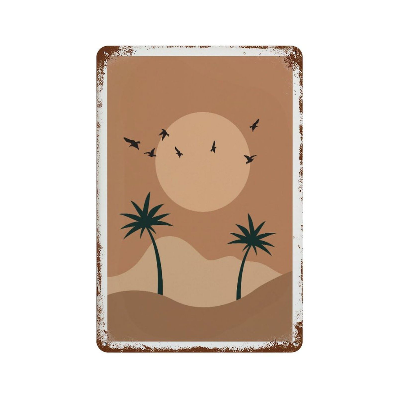 xiaoxiaoshen Desert Sunset Palm Tree Boho Decor Wall Decor Art Metal Tin Poster Modern Home Decor Art Home Bar Shop Decorations Vintage Sign 30x20cm