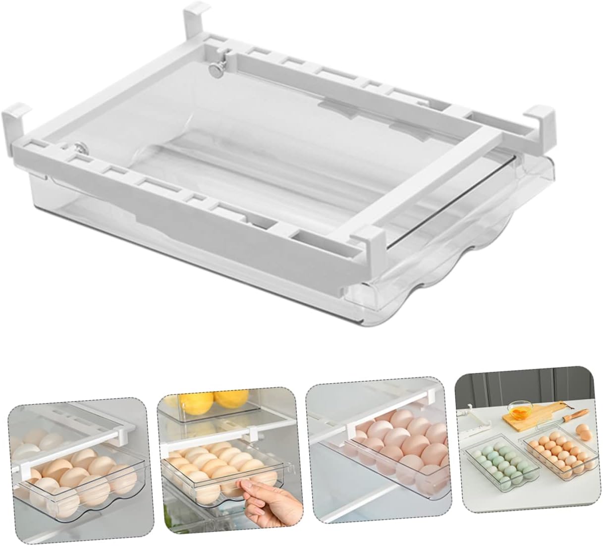 Refrigerator Egg Drawer Organizer Egg Holder Lid Stackable Storage Container for Fridge Capacity for Kitchen and Party Use