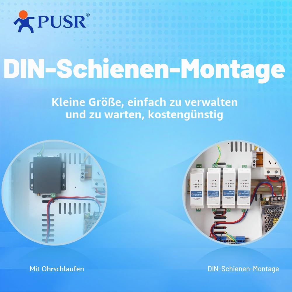 DIN-Schiene RS485 zu Ethernet Konverter Modbus RTU zu TCP Modbus Gateway überträgt Daten transparent zwischen TCP/IP und RS485 Benutzerdefinierte Webseite USR-DR302