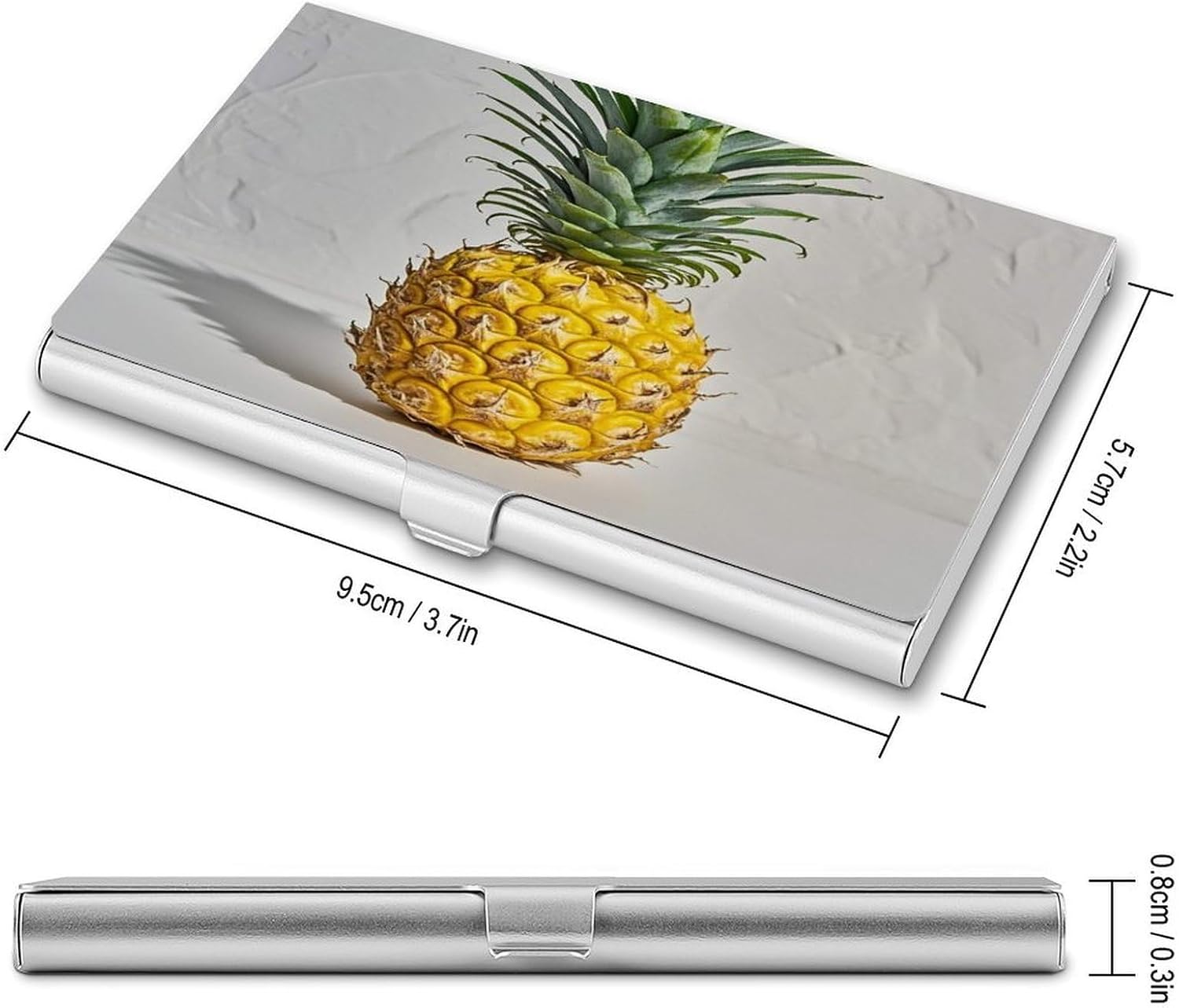 Yellow Pineapple Business Card Holder Pocket Metal Case Gift Business Cards Holders Large Capacity Business Card Cases for Men & Women