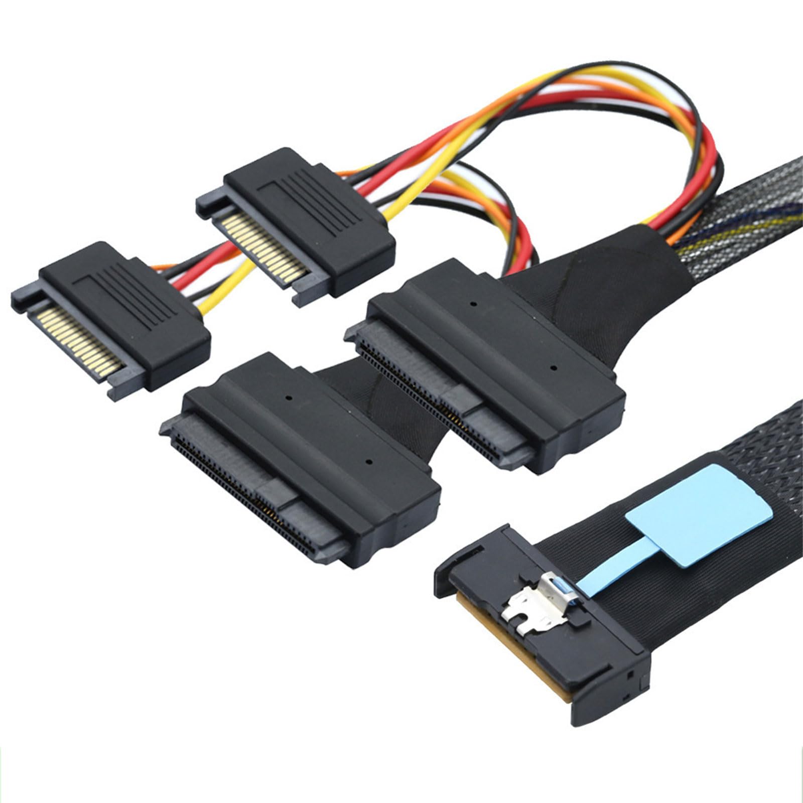Cavo server sicuro da 50 cm da 8i 74P a doppio SFF8639+15P con alimentazione per migliorare le prestazioni, adattatore per scheda madre server da 16,69 pollici