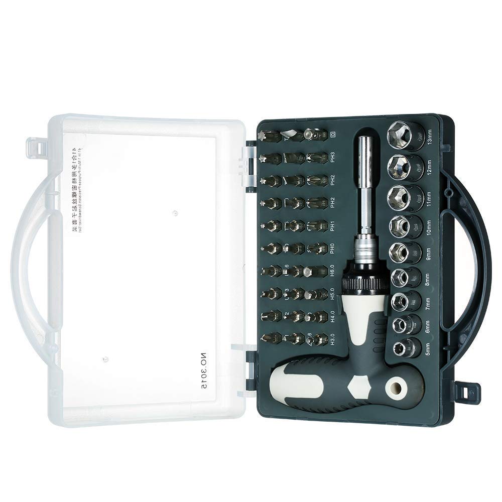 NSinc41 in 1 Retractable Magnetic Driver Kit Hand Tools Set T-shape Screw Driver Bit Professional Repair Tool Kit with 39 Precision Bits for Air Conditioning, Washing Machine And More