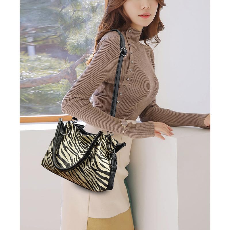 Borsa a mano da Donna con Tracolla in Pelle Sintetica Borsa a spalla Donna Sacchetto Borse Manici Donne Borsa Bauletto Modello leopardo Borsetta