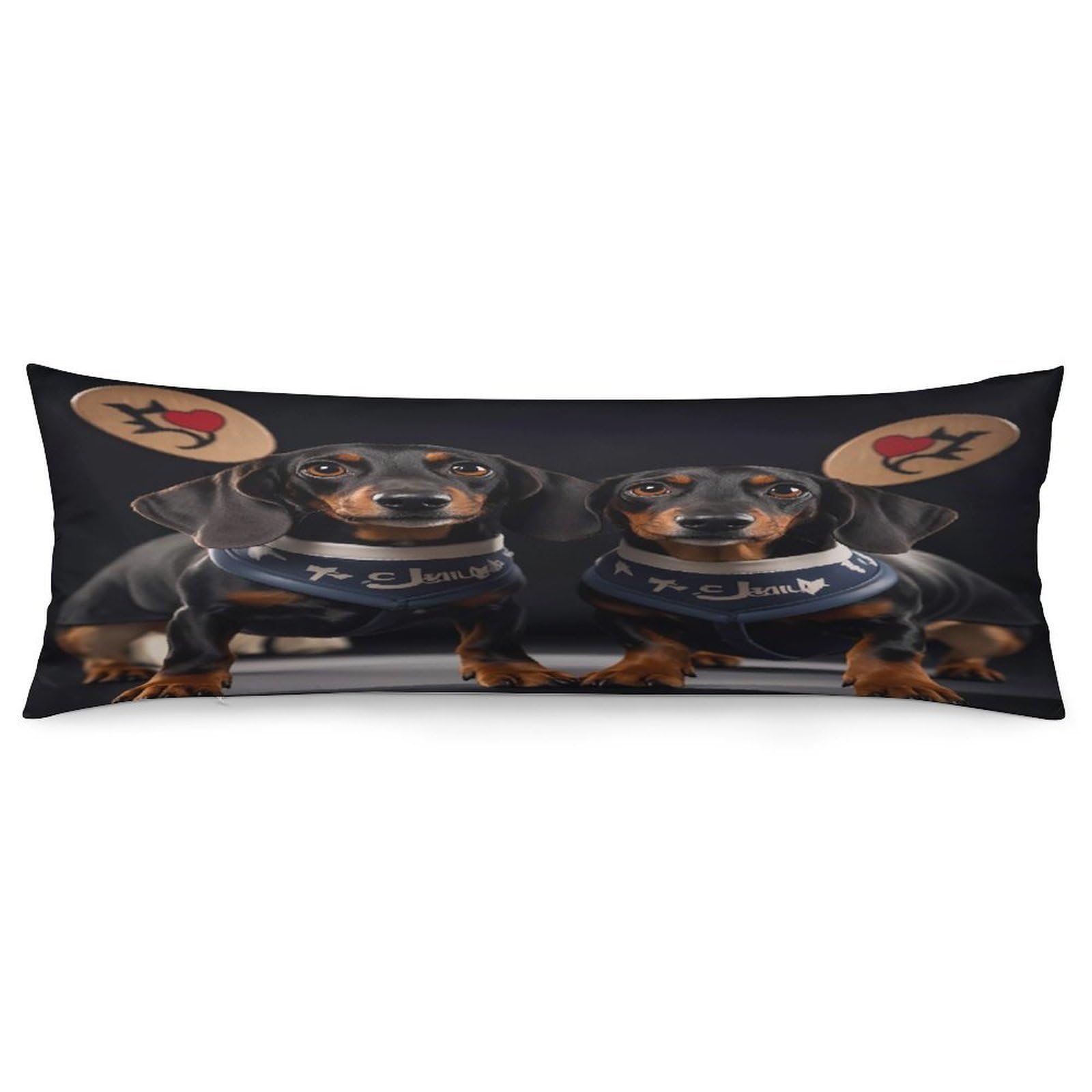 I Love My Dog Dachshunds Pillowcase Decorative Body Pillow Cover Soft Full Long Pillow Case Breathable Large Body Pillowcase Cute Cozy Pillow Sham for Bed Couch Sofa 18.9 X 53 Inch