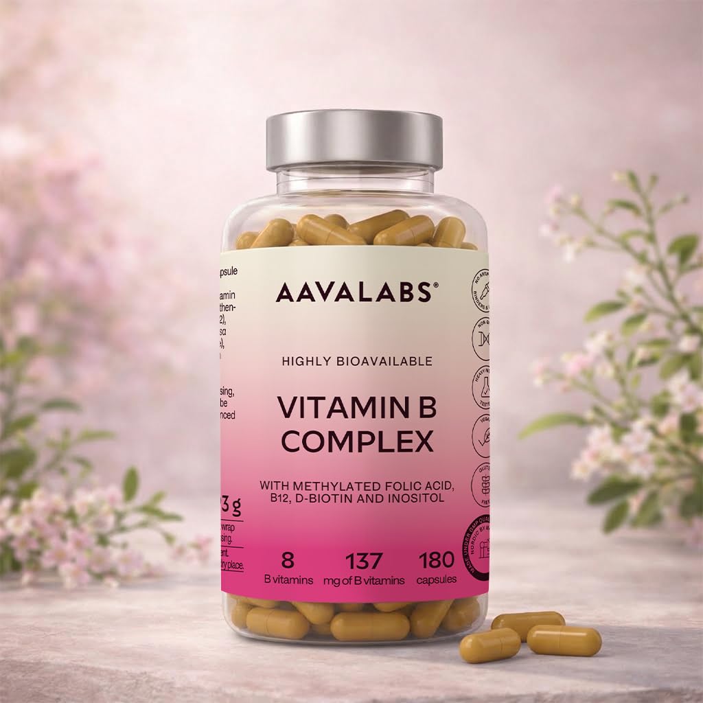 Vitamina B Complex Alto Dosaggio Vegan | 180 Capsule [6 Mesi] Vitamine B: Vitamina B1, B2, B3 (Niacina), B5, B6, B8 (Biotina), Vitamina B12 e Acido Folico Attivo (B9 Metilfolato), Inositolo e Colina
