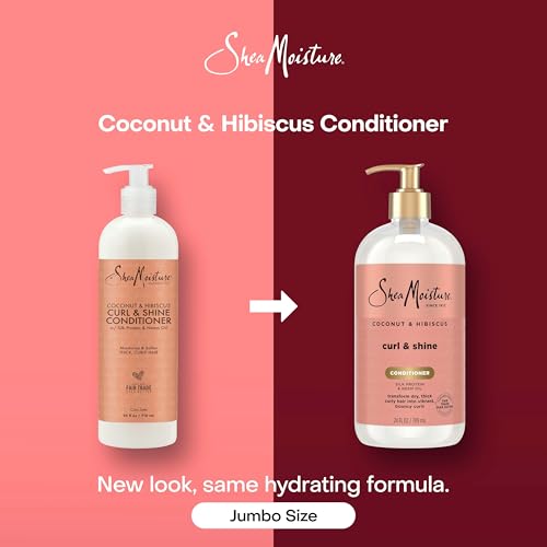 Unilever Shea Moisture Curl & Shine Conditioner Coconut & Hibiscus, for Thick, Curly Hair, to Moisturize & Soften, 24 Fl oz