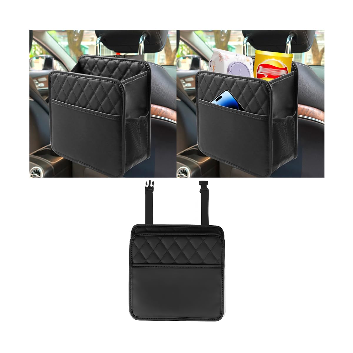 Mandark Car Seat Back Organizer PU Leather Automotive Backseat Hanging Storage Pocket Multipurpose Vehicle Travel Essentials Accessories for