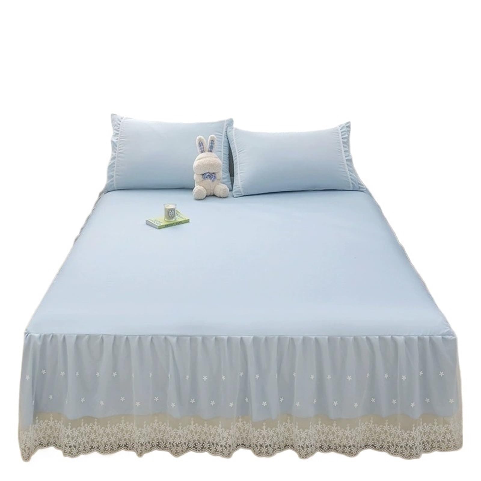 Ruffled Bed Skirt Pink Elegant Princess Bed Skirt Lace Ruffles Design Single Layer Cover Soft Skin-friendly Bedding Copriletti In Pizzo(A,1PC-150x200cm)