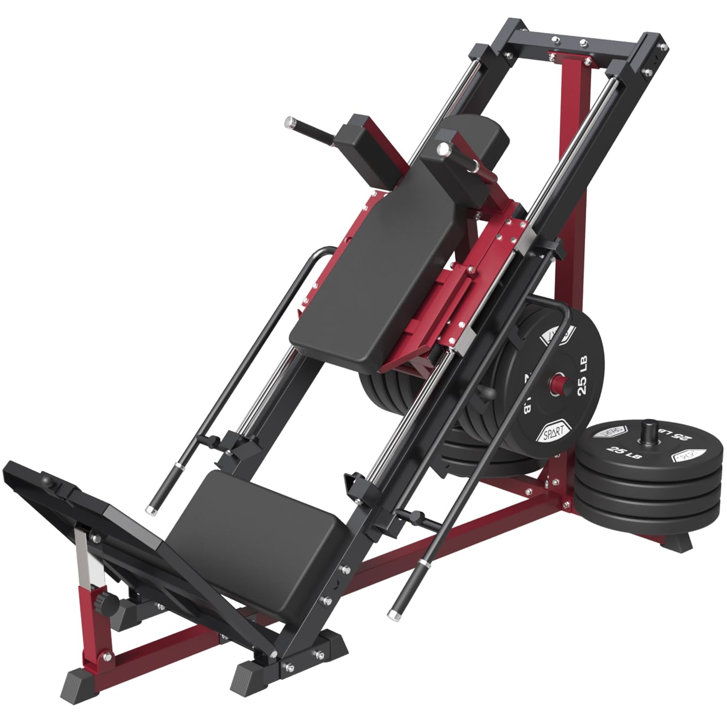 SPART Leg Press Hack Squat Machine, Professional Adjustable Leg Press Machine with Linear Bearing, Hack Squat Machine for Full Lower Body Special Workouts with Weight Storage Posts in Home Gym, Red