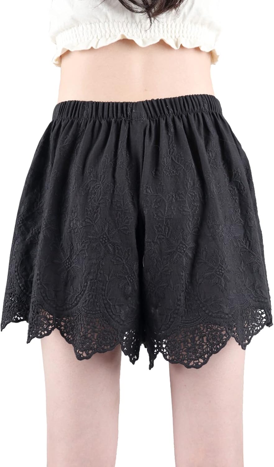 Vintage Lace Pettipants Slips Embroidery Flower Womens Lightweight Cotton Linen Bloomer Shorts Lounge Short Pants