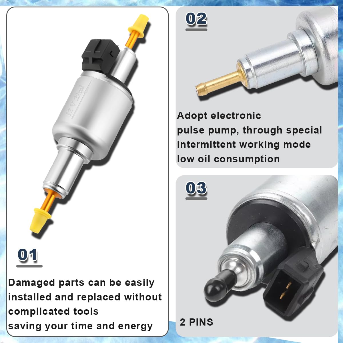 ZAMDOE 12V 22ML Ölpumpe Kraftstoffpumpe-Kit für 2KW 3KW 4KW 5KW 8KW Diesel Standheizung für Eberspacher Standheizung D2 D4 D5 Heizung Lufterhitzer Heizungspumpe Dosierpumpe