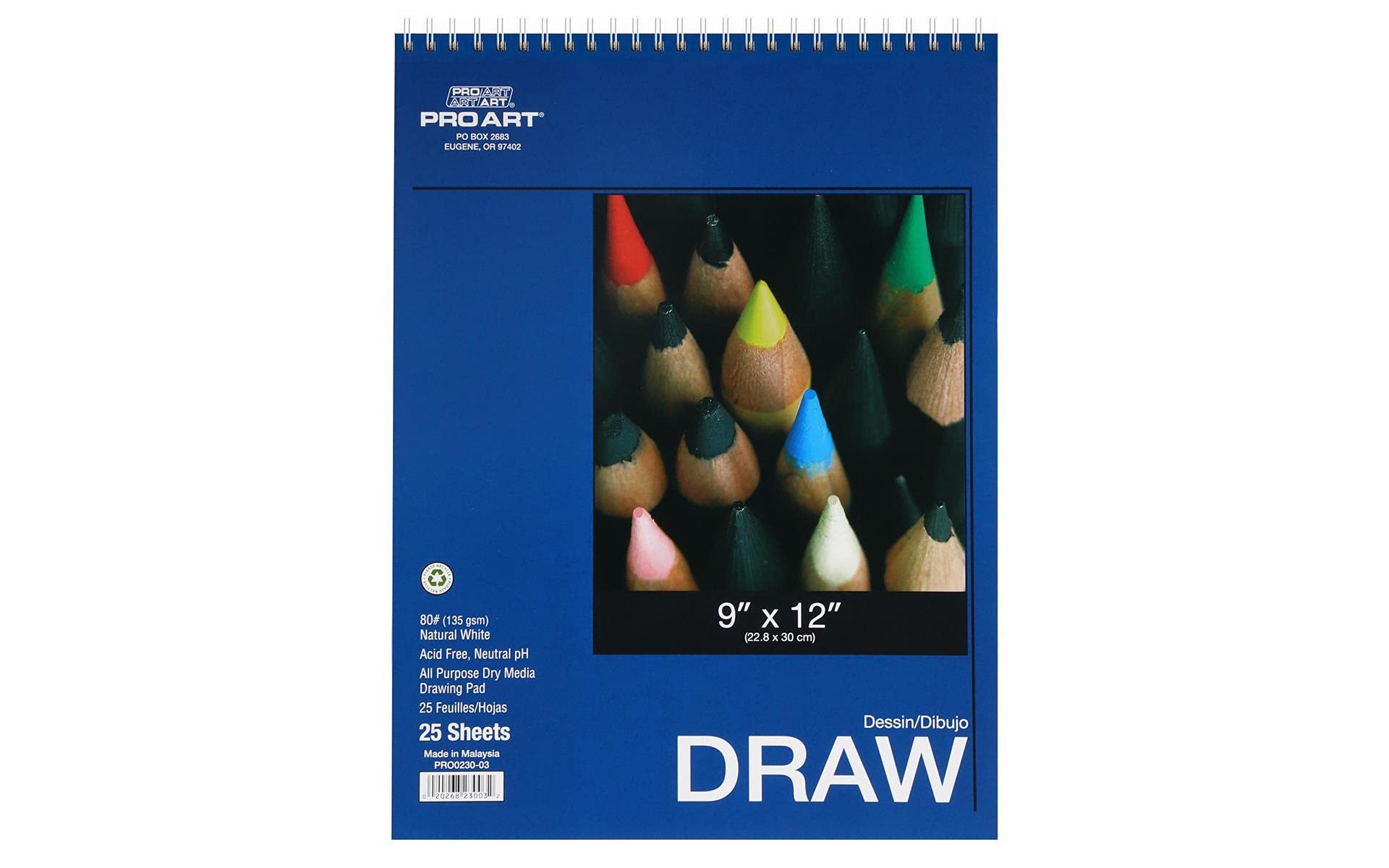 Bloc de dessin Pro-Art 9x12 pouces pour croquis au crayon