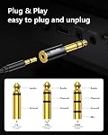 ANDTOBO 1/4'''6.35mm) Hommes jusqu'à 1/8'' (3.5mm) Adaptateur audio Jack Pure Copper pour casque, ampli, 1 Emballage noir