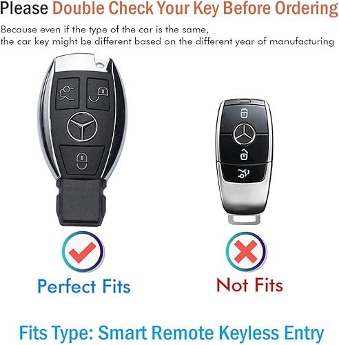Miniatura 2 de ontto Funda para llave remota Mercedes-Benz A C E S Class Series GLK AMG Series Protección completa 3 botones TPU suave llavero de coche
