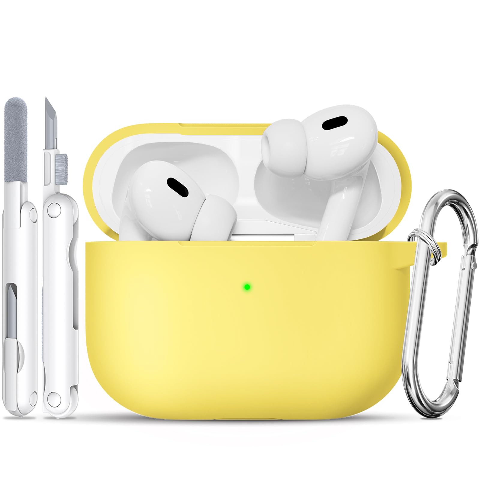 for AirPods Pro Case, Soft Silicone Case Cover Compatible with Airpods Pro 2nd/1st Generation for Women Girly, with Cleaning Kit & Keychain,