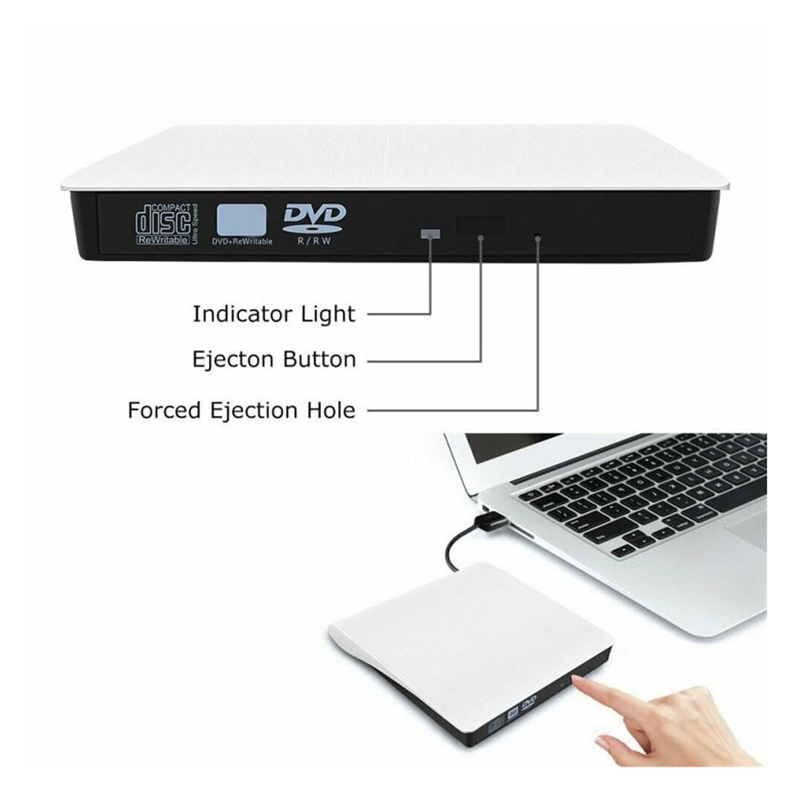 For portátil PC USB 3.0 Slim Externo DVD RW CD Writer Drive Burner Reader Player Unidades ópticas Portátil