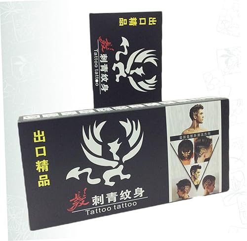 Baluue 1 Box Hair Pattern Kit Hair Tattoo Stencils with Skin Safe Glue Tools for Men Women Salon Styling and DIY Designs