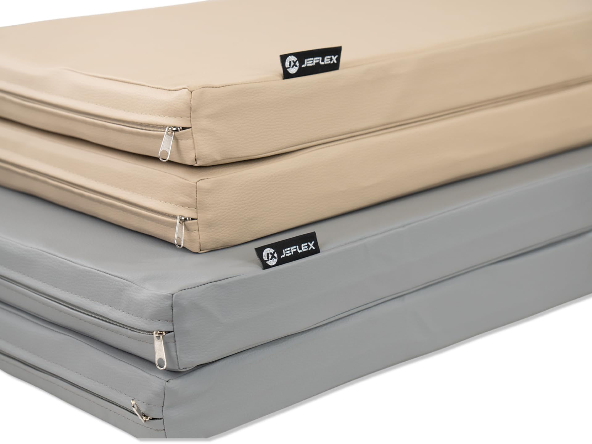 Jeflex® Klappbare Weichbodenmatte 105x82x6cm Grau – platzsparend faltbar, Kunstleder – Turnmatte & Unterlage für Klettergerüste, Sprossenwand, Sport & Spiel – Made in Germany