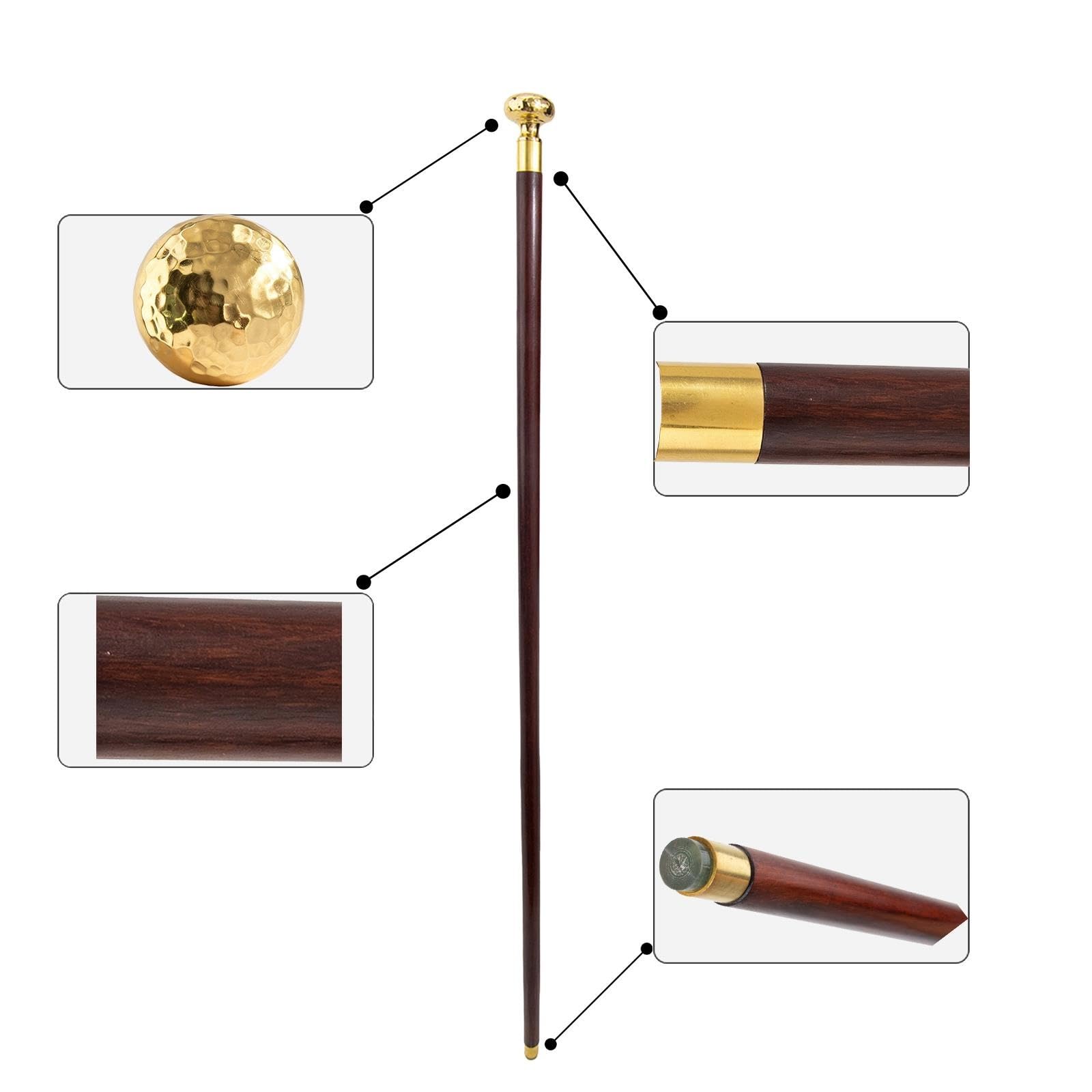 Bastón de Madera con Motivo de Martillo Forjado a Mano, Unisex.