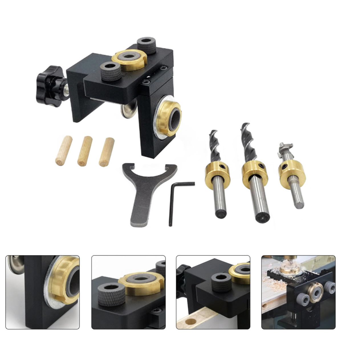 Localizador de Perforación para Carpintería, Localizador de Agujeros para Carpintería, Aleación de Aluminio y Madera, Negro, Herramienta de Dibujo Lineal, para Varios estilos