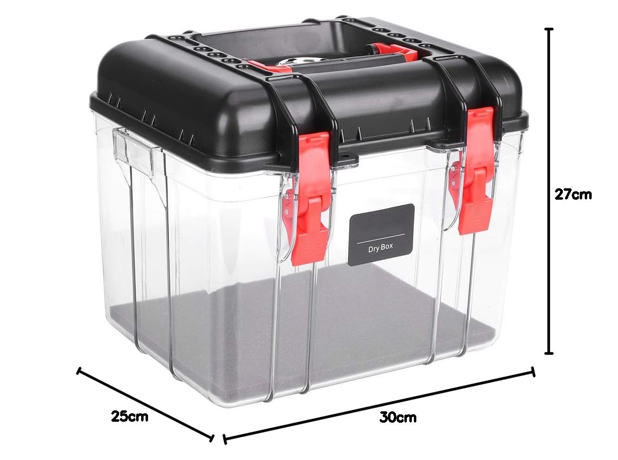 SIXRUN EIRMAI Caja de Plástico a Prueba de Humedad R15 con Higrómetro, Almacenamiento de Lentes con Sellado Fuerte para Equipos Fotográficos y Cámaras