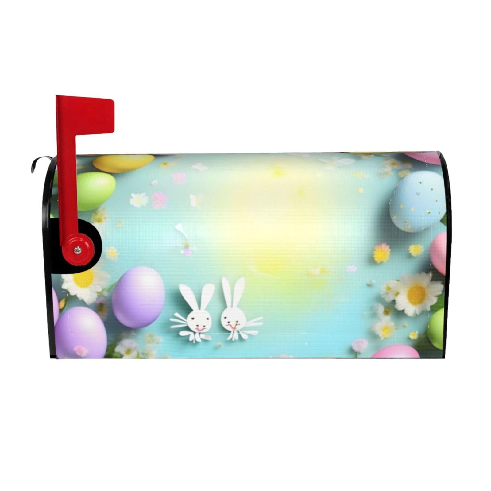 Nbtghga Black Spring Happy Easter Holiday Print Mailbox Cover Wraps Post Letter Box Cover Decor For Outside Garden Yard Farmhouse Home