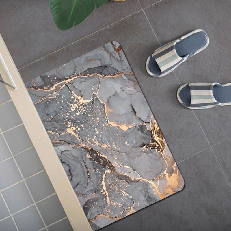 Badgarnitur 3 Teilig Badezimmerteppich Waschbar Badematte rutschfest,Wc Vorleger Mit Ausschnitt Und Badematte, Badvorleger Toilette Teppich 45X75Cm Braun Grau – Bild 3