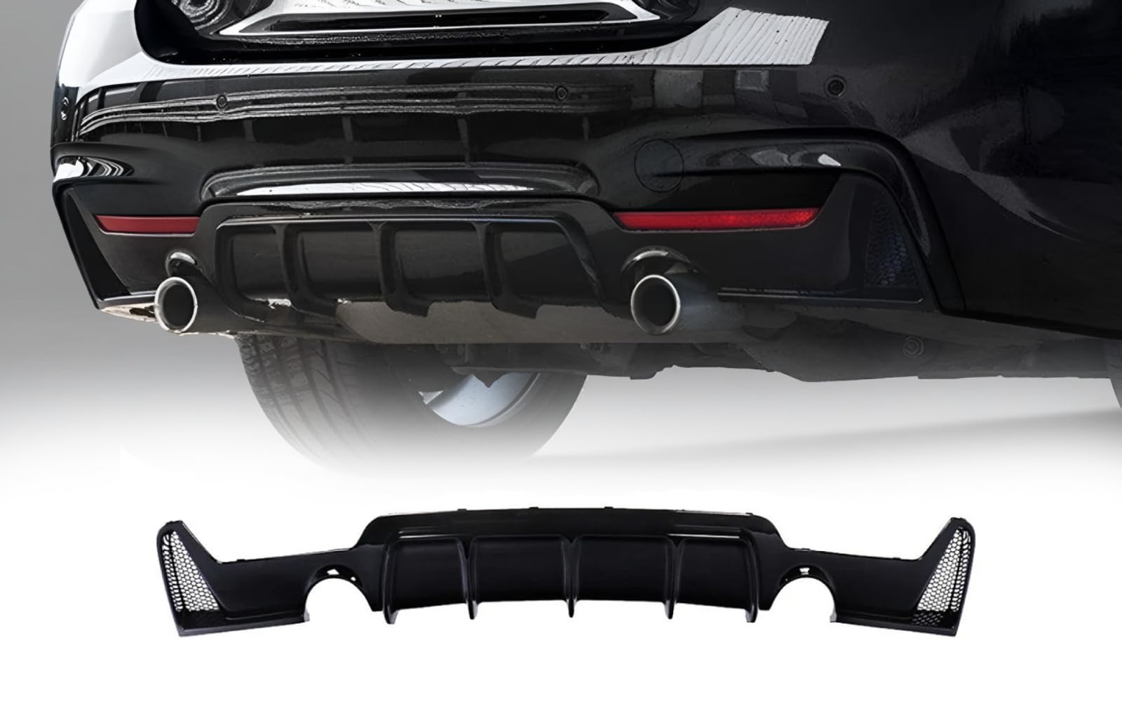 MpTuned BMW F32 F33 F36 Diffusor schwarz glänzend für BMW 4er 2014–2019 435i, 440i, 435d, 440d, Heckdiffusor