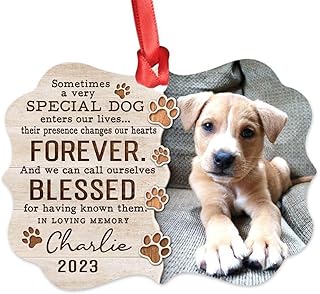 TheUnifury Custom Dog Memorial Ornament - Rememberance Ornament for Loss of A Pet - Dog Memorial Gifts Personalized - Pet Loss Gifts - Pet Bereavement Gift - Pet Sympathy Gift