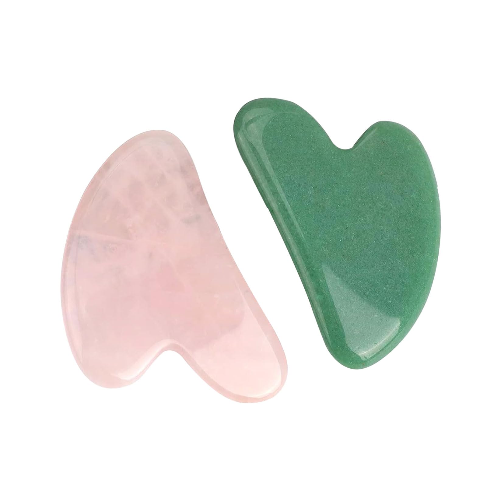 gemshan 2PCS Gua Sha Stone, Natural Jade Guasha Facial Tool Board for SPA Gua Sha Scraping Massage Tool