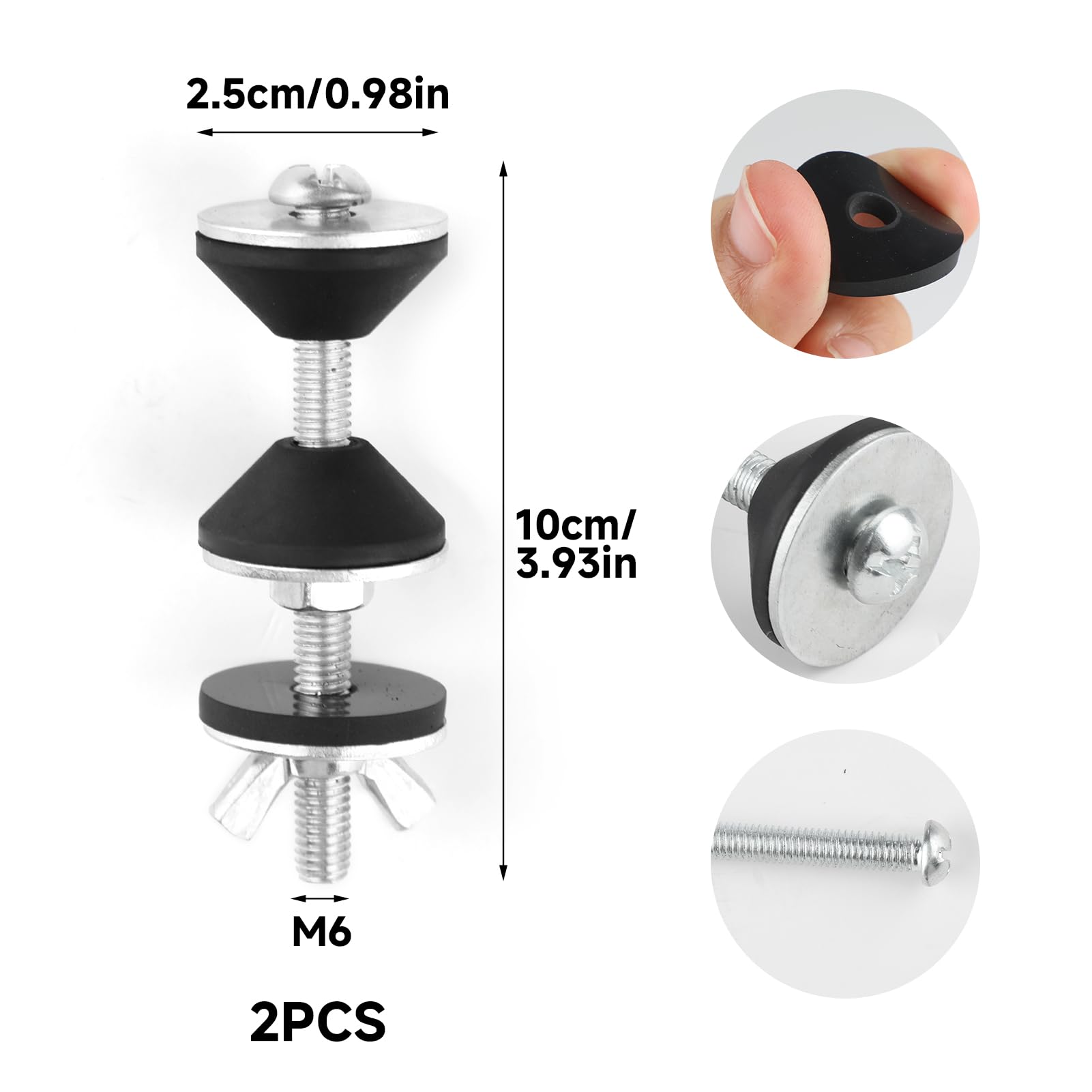UIHRLM Toilet Cistern Seal Kit, Stainless Steel Toilet Tank Bolts with Rubber Washer, M6 Bolt Through Sealing Rings - Image 3