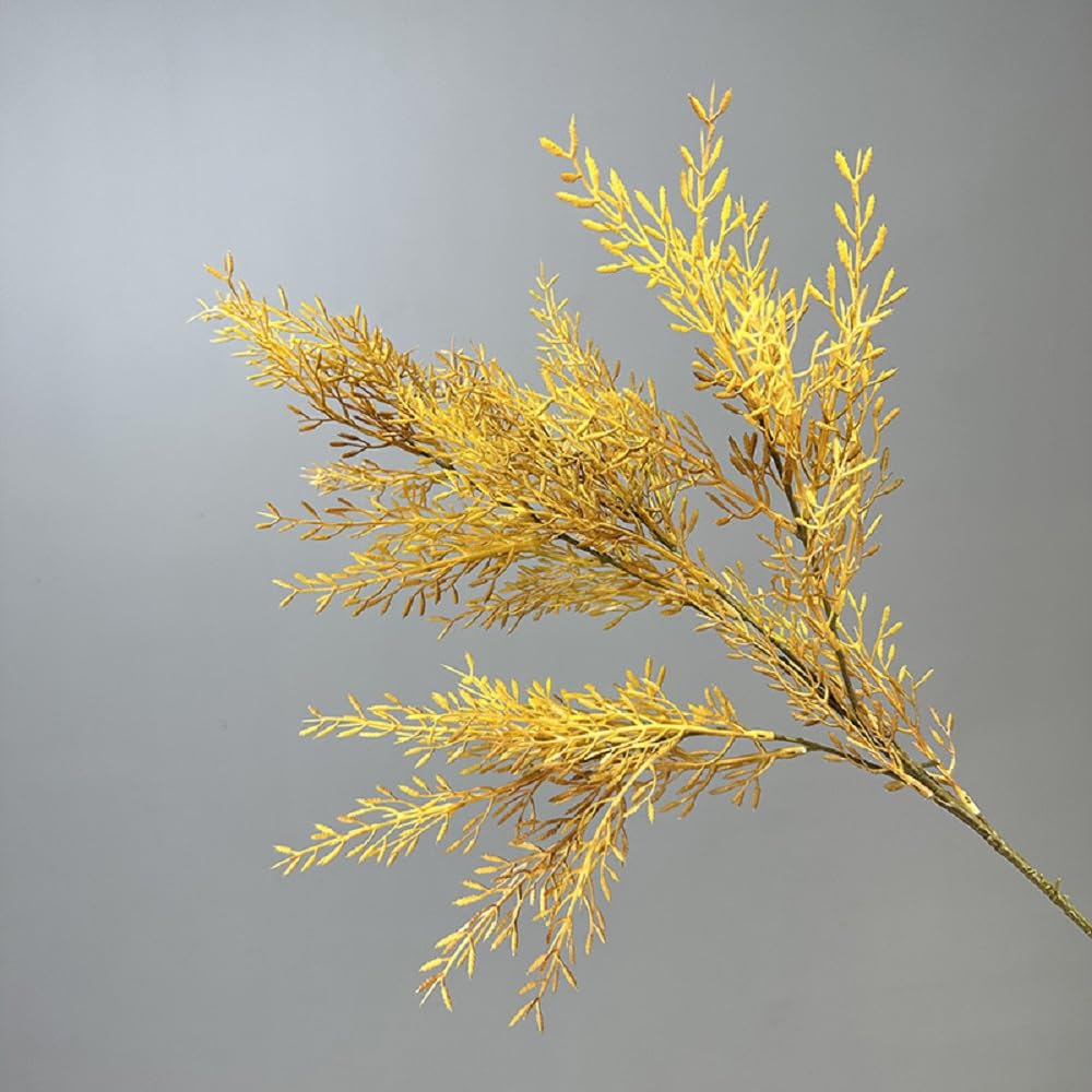 ABCWARRT 2pcs Artificial Plants Plastic Rime Alacia Home Hotel Decor Simulation Dream Rice Grain Grass Green Plant Wedding Decoration (Golden yellow)