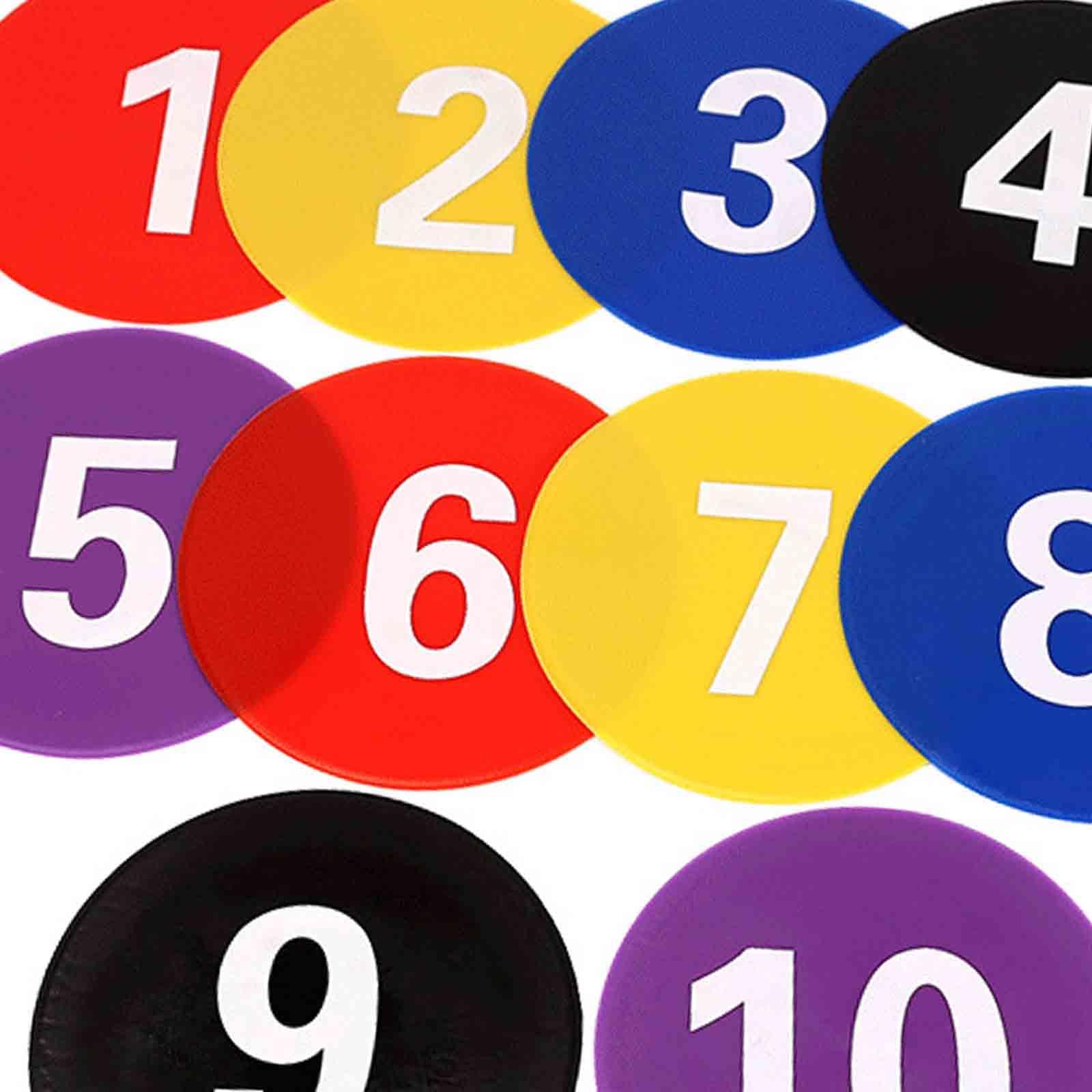 rockible 10 Marcatori da Pavimento Numerati, Punti di Riferimento, Marcatori da Allenamento, Marcatori a Disco Piatto, per Allenamenti di Basket E Calcio