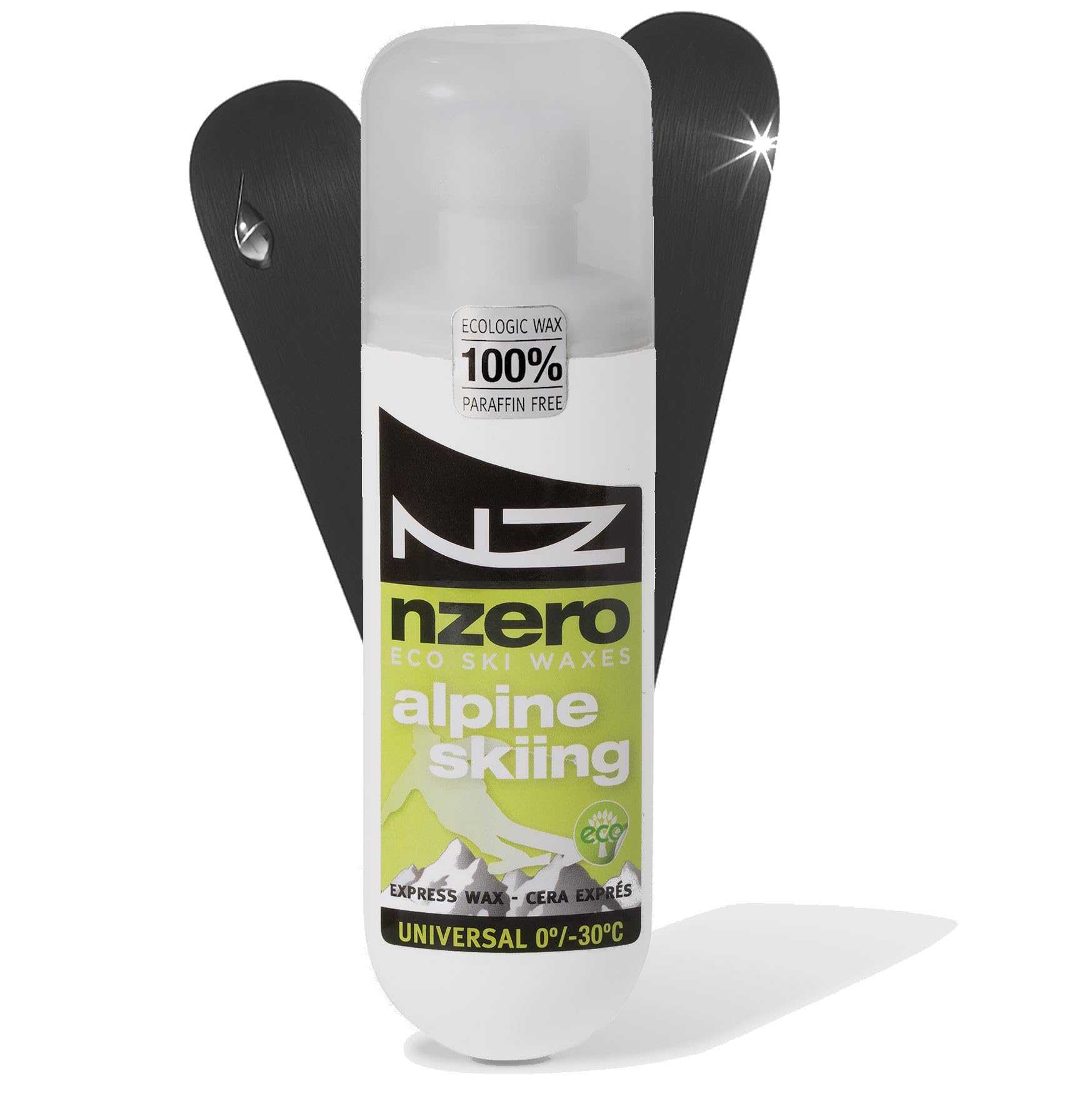 NZERO – Organic fast wax for downhill skiing | Easy apply to rental skis |Suitable for all snow conditions | Protects the Snow | 100 ml