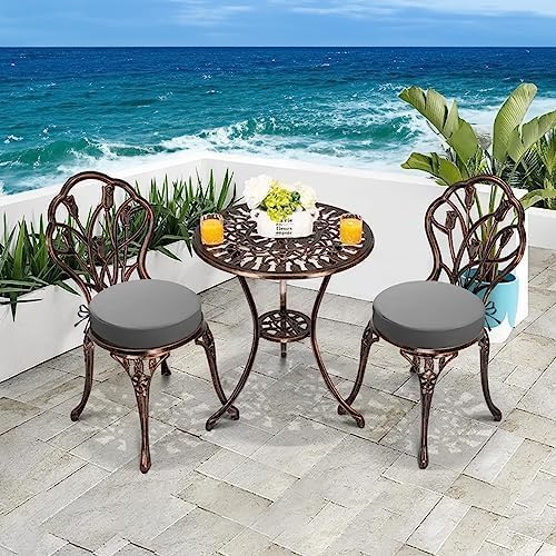 Image of D12 Chair Round Chair Cushions(Set of 2) Cushions,Outdoor Furniture, Round Seat Chair, Pads with Ties, Garden, Dining Chairs, Living Room (pcs-2 Grey)(Cushion Thinkness 5cm)