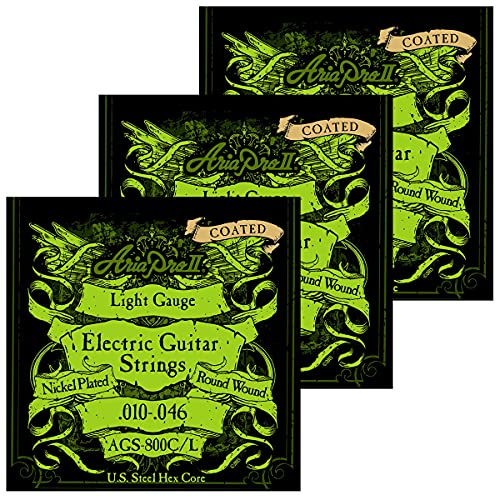 AAvII GLM^[p R[eBO jbP Cg AriaproII Electric Guitar Coating Strings AGS-800 (AGS-800C/L Coated, Light, 3Zbg)