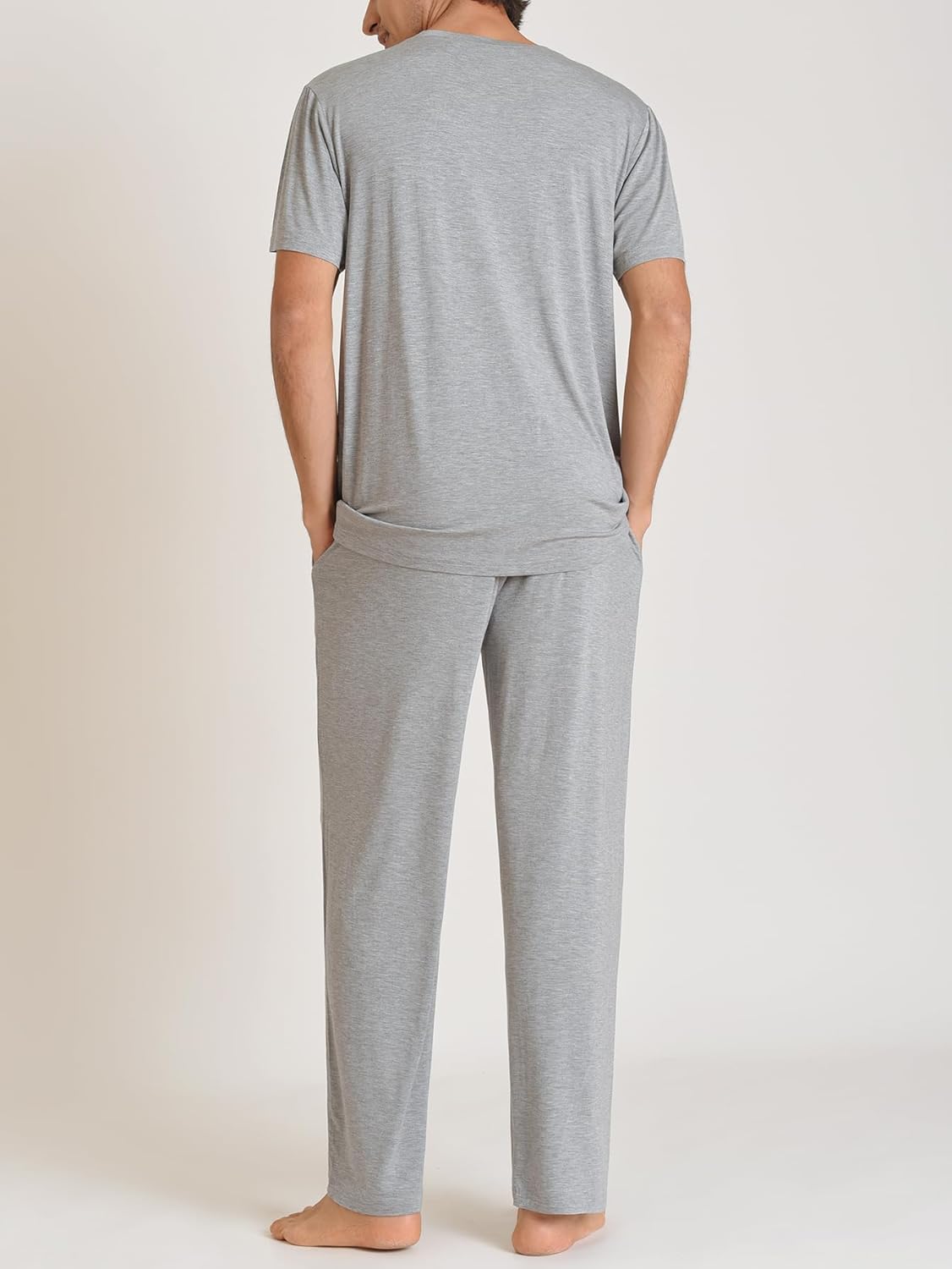 Latuza Men's Soft Pajama Set Viscose Short Sleeves Top with Pants - Image 2