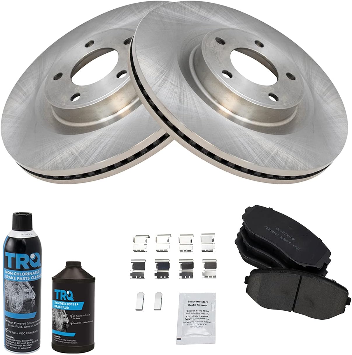 TRQ Front Brake Pad & Rotor Kit Brake Chemical Kit Brake Pads Brake Rotor Ceramic Compatible with 2007-2014 Ford Edge 2007-2015 Lincoln MKX
