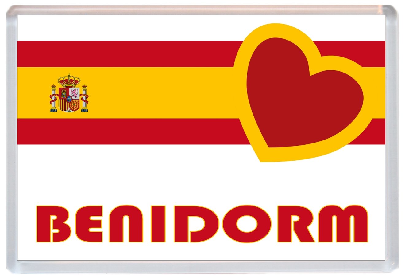 Baked Bean Store Multicolor Benidorm - Spain - Europe - Spanish Flag- Jumbo Fridge Magnet