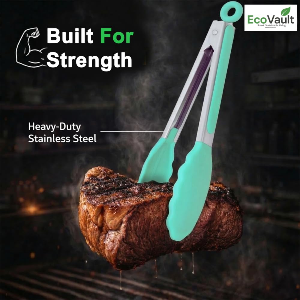 EcoVault Steel & Silicon Food Tongs - Heat Resistant! -5 EcoVault Steel & Silicon Food Tongs - Heat Resistant! -5