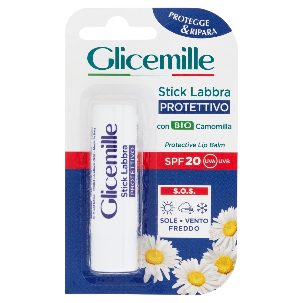 GLICEMILLE | Stick Lèvres Protecteur, SPF 20, avec Camomille BIO, 5,5 ml