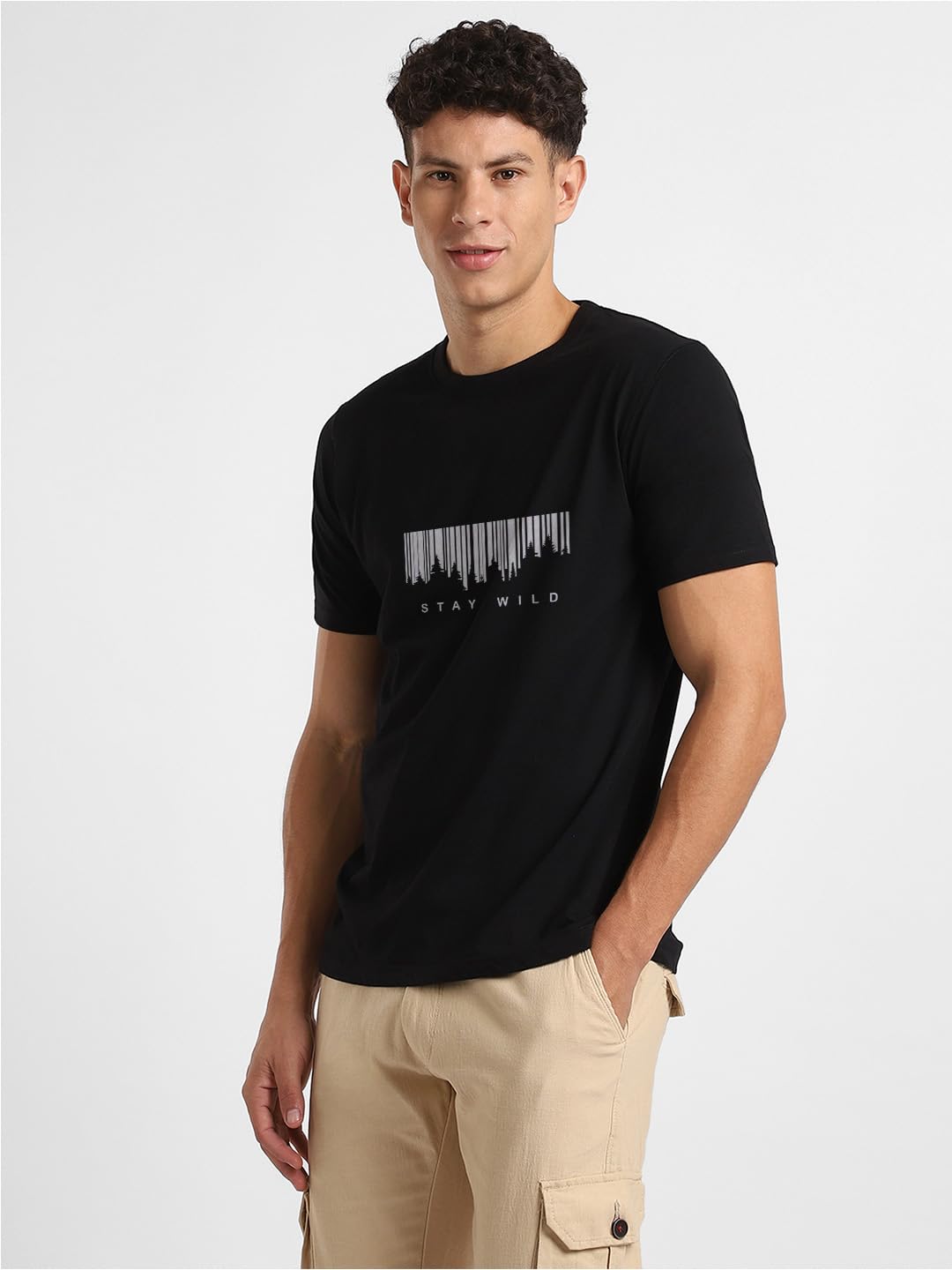 NOBERO Camiseta de algodón con estampado gráfico para hombre, ajuste regular