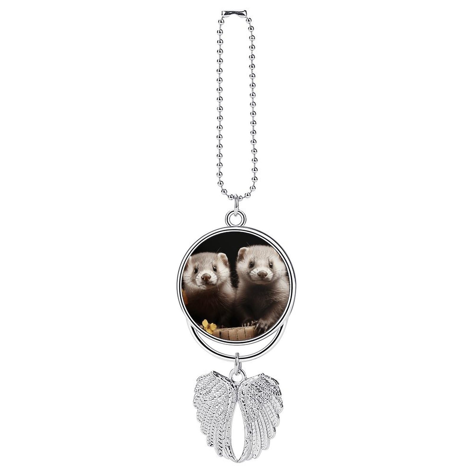 Ferrets Car Pendant Personalized Car Hanging Ornament Auto Rear View Mirror Hanging Decoration Accessories Metal Cars Interior Ornament for Most Cars Truck SUV