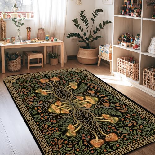 Alfombra de área de hongos rectangular para proteger suelo debajo de la cama 2