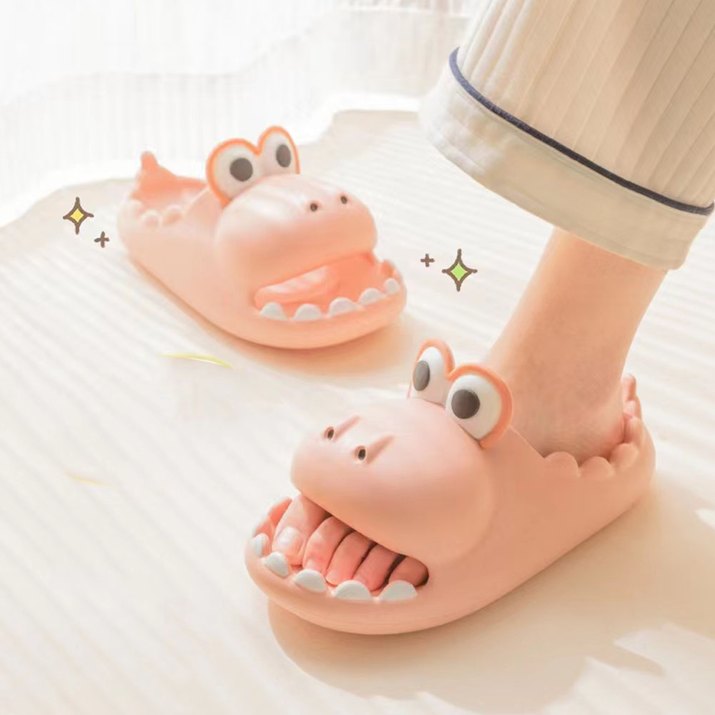 Women's Dinosaur Slippers - Cute Big Mouth Sandals With Open Toe - EVA Spa & Beach Shoes Indoor/Outdoor