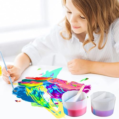 Miniatura 3 de FineGood - 6 vasos divididos de silicona, vasos divididos 27 para verter pintura, vasos mezcladores de resina reutilizables, vasos divisores para