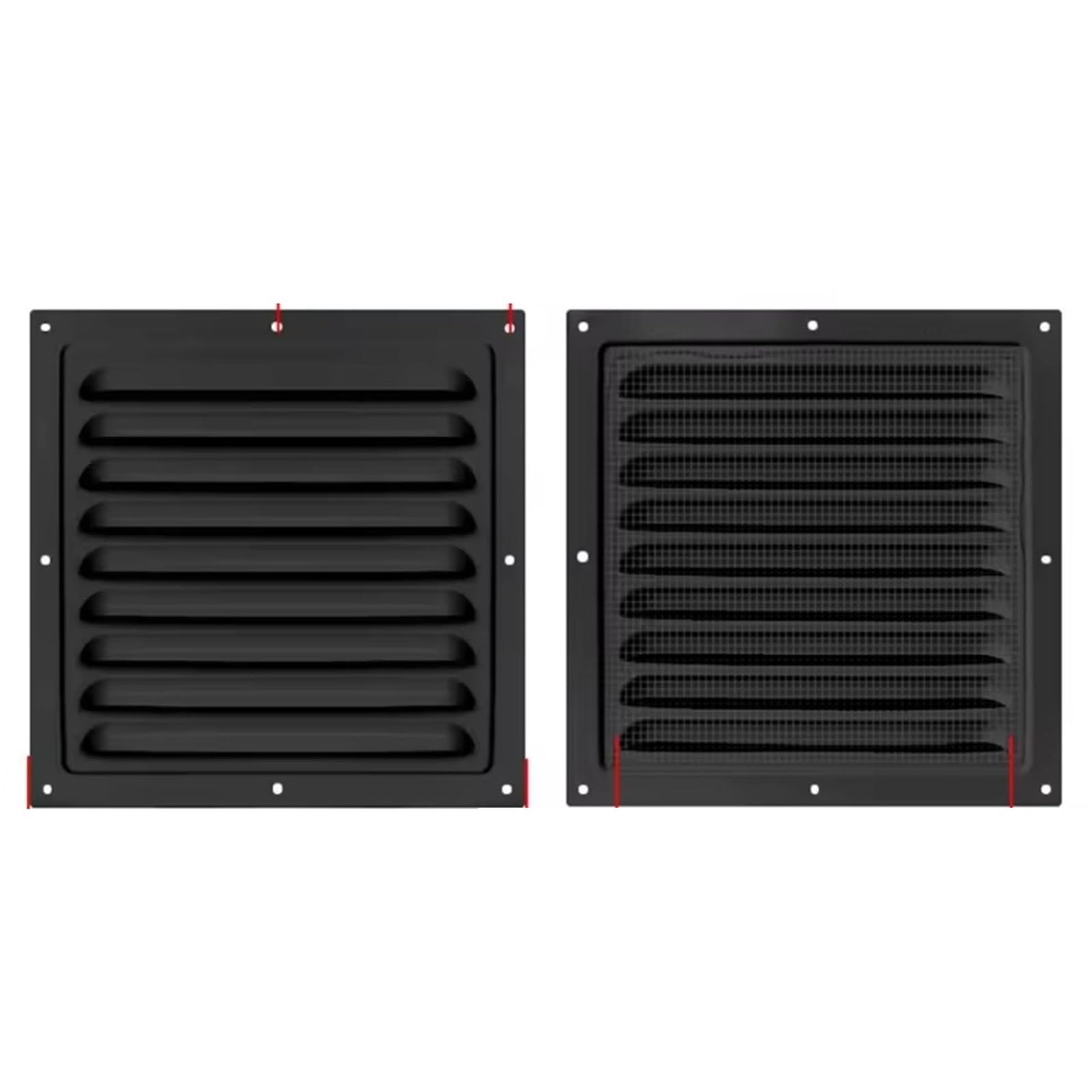 Ventilator Grille Aluminum Alloy Air Vent System Net Cover Screen Exhaust Outlet Window Square for air Vent(200x200mm Black)